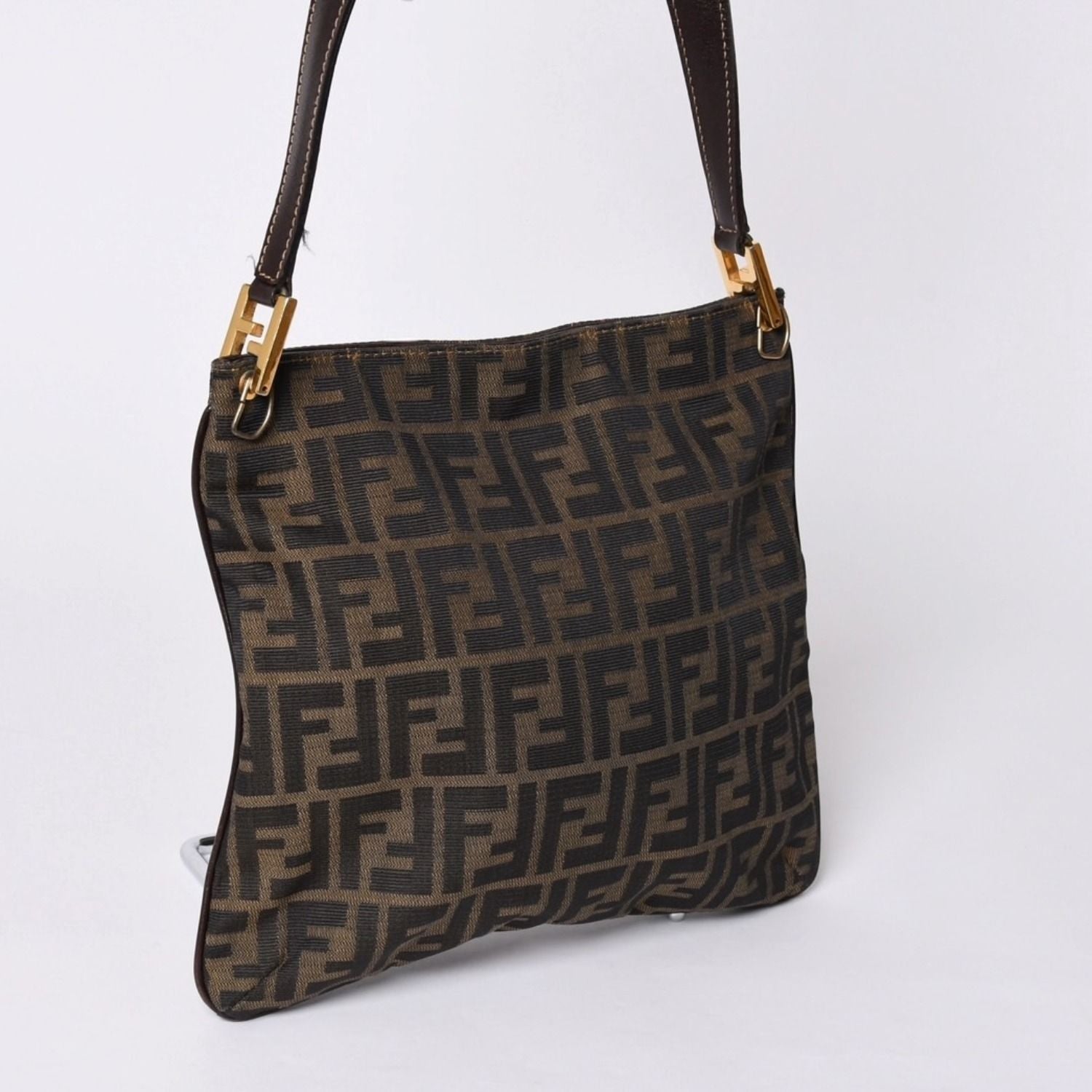 Fendi Zucca Pattern Shoulder Bag Brown Gold — view 3