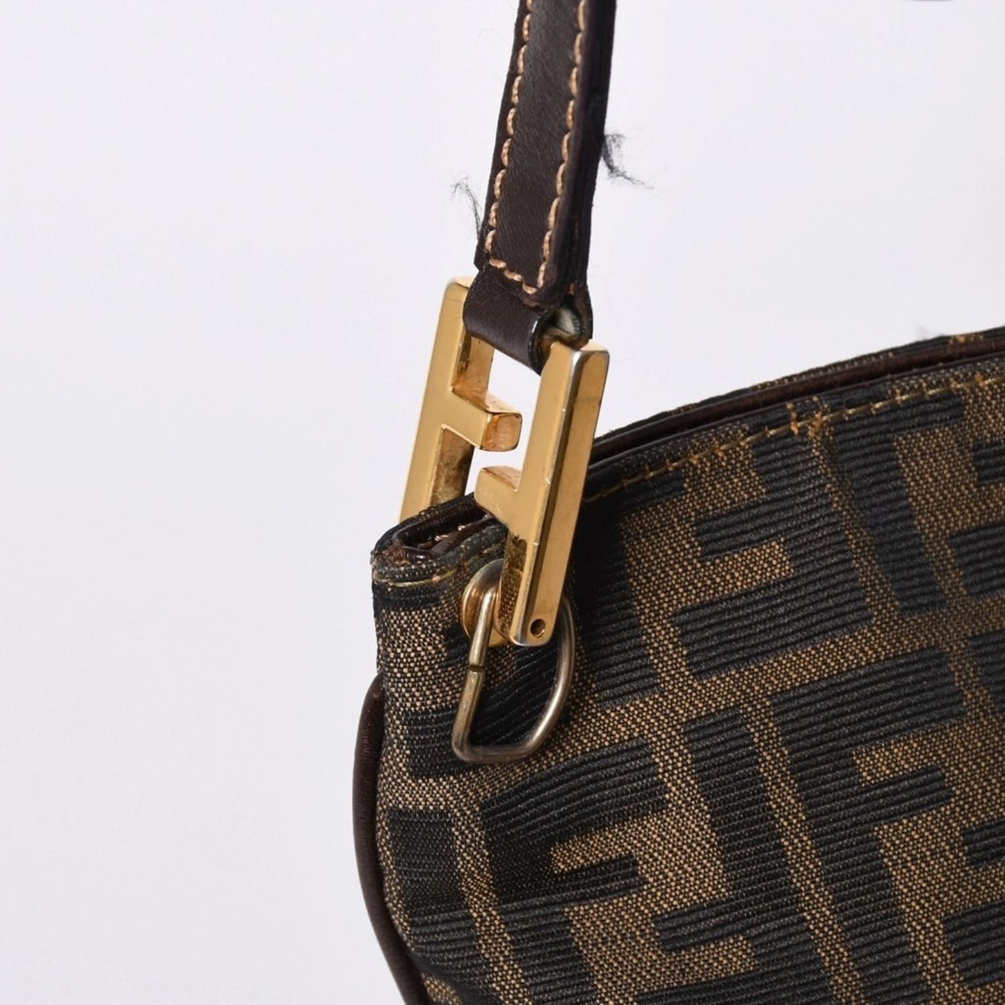 Fendi Zucca Pattern Shoulder Bag Brown Gold — view 4