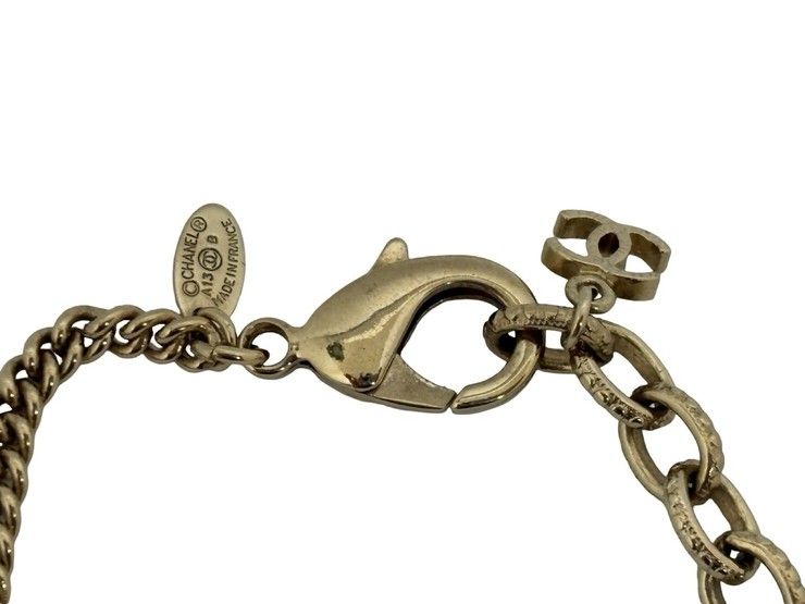 Chanel Necklace CC Logo Champagne Gold Metal Faux Pearl — view 5