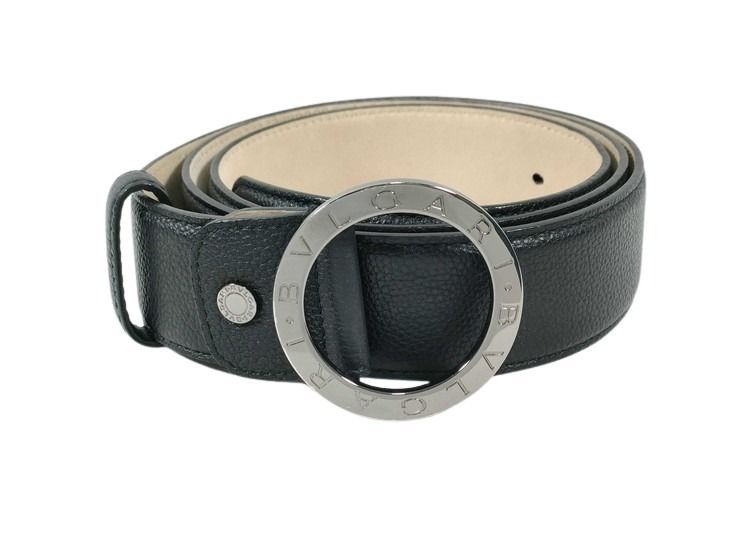 Bvlgari Belt Man Black Gray Silver