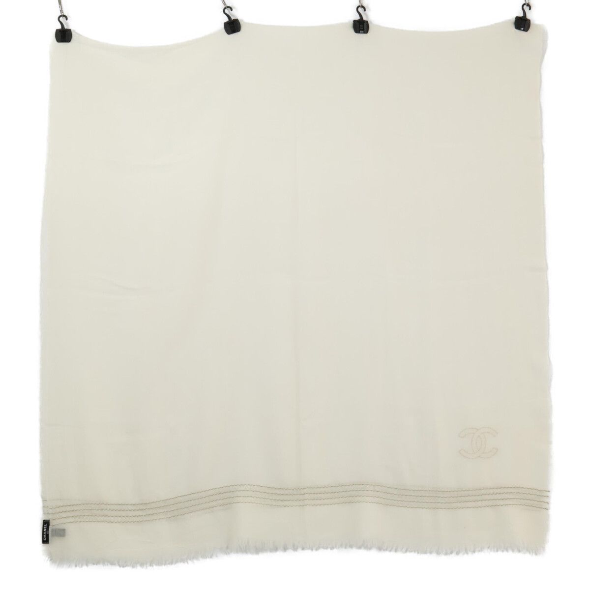 Chanel CC Logo Chain Embroidery Wool Scarf