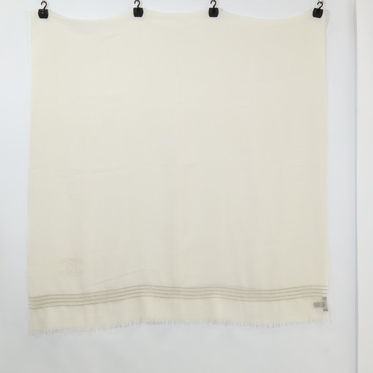 Chanel CC Logo Chain Embroidery Wool Scarf — view 2