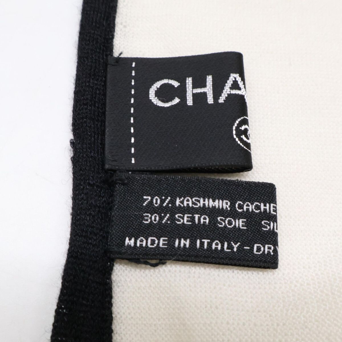 Chanel CC Logo Embroidery Cashmere Silk Scarf — view 4