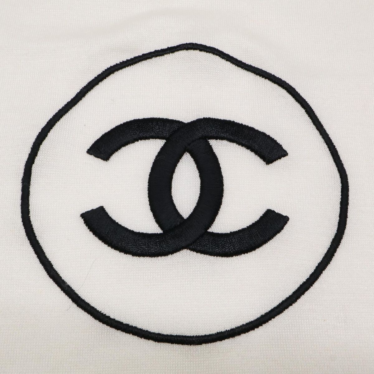 Chanel CC Logo Embroidery Cashmere Silk Scarf — view 3