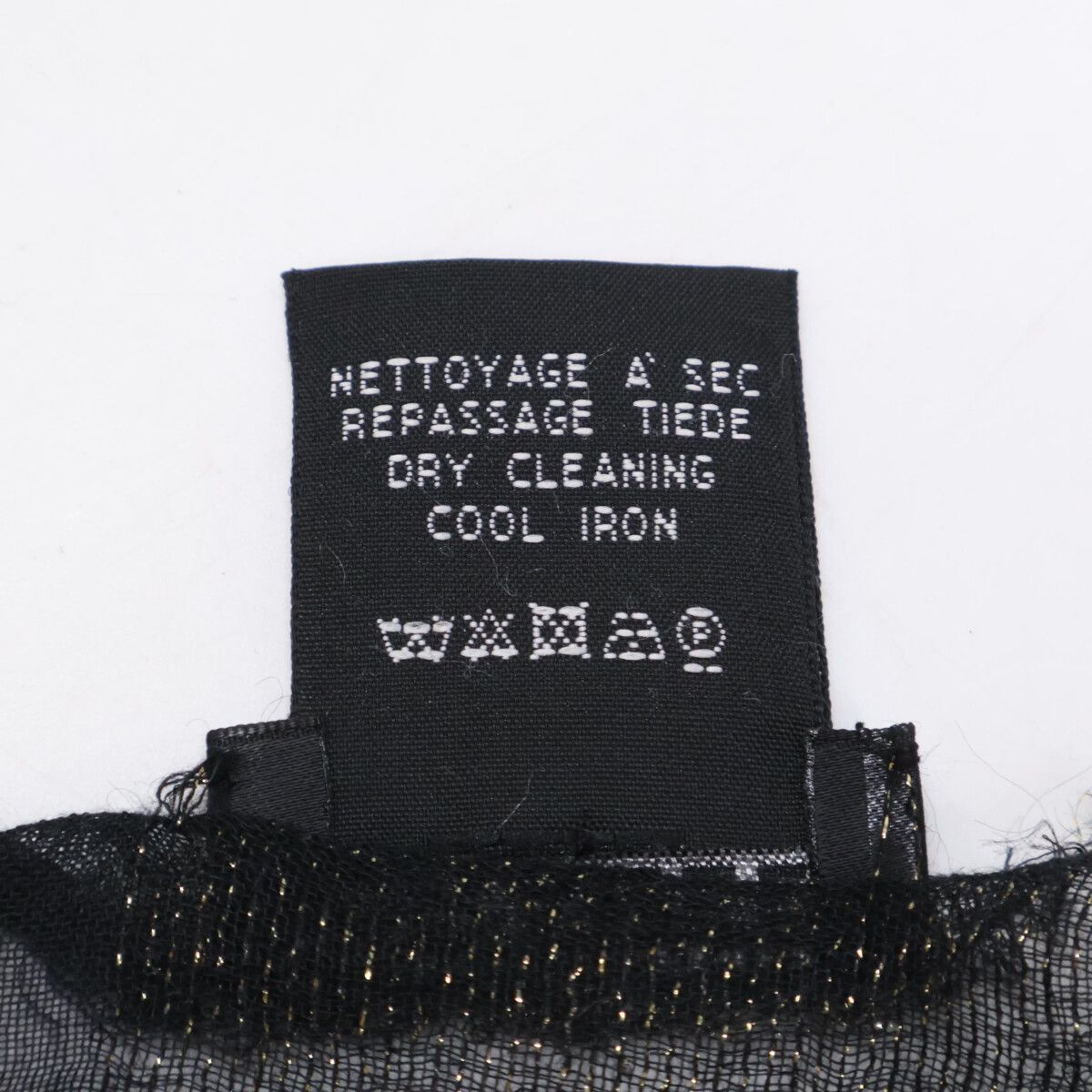 Chanel CC Logo Gold Glitter Embroidery Cashmere Blend Scarf — view 3