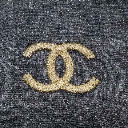 Chanel CC Logo Gold Glitter Embroidery Cashmere Blend Scarf — view 6