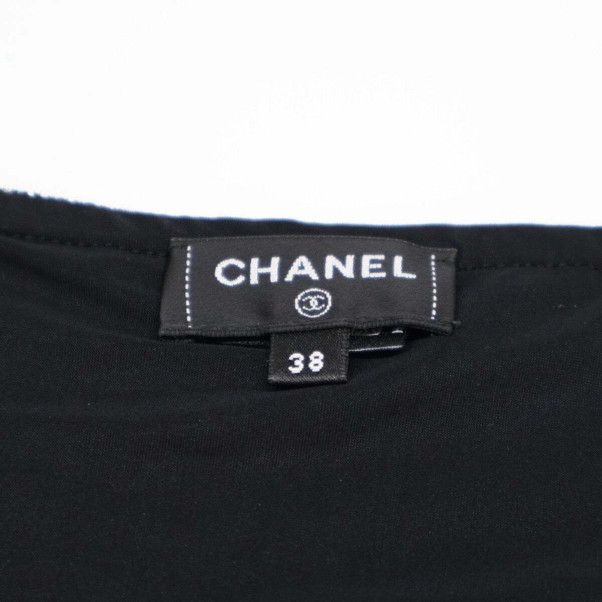 Chanel Velour Line Stone CC Logo Allover Pattern Short Sleeve Top 38 — view 4