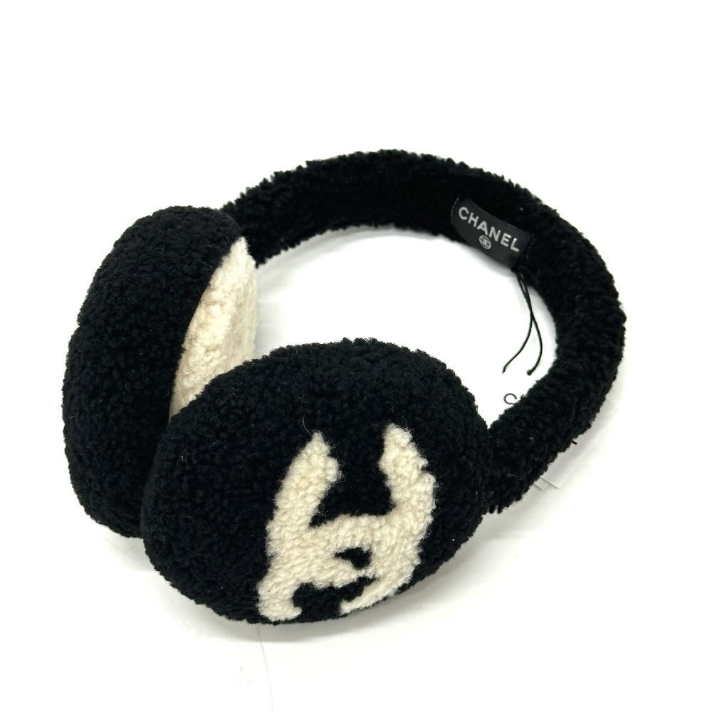 Chanel Ear Muffs Jumbo CC Logo Fur Black Shoulder Bag