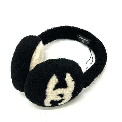 Chanel Ear Muffs Jumbo CC Logo Fur Black Shoulder Bag