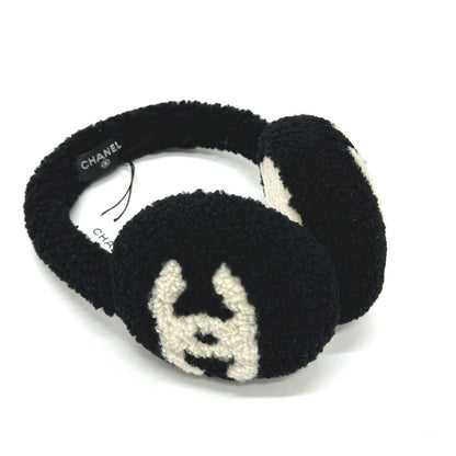 Chanel Ear Muffs Jumbo CC Logo Fur Black Shoulder Bag — view 2