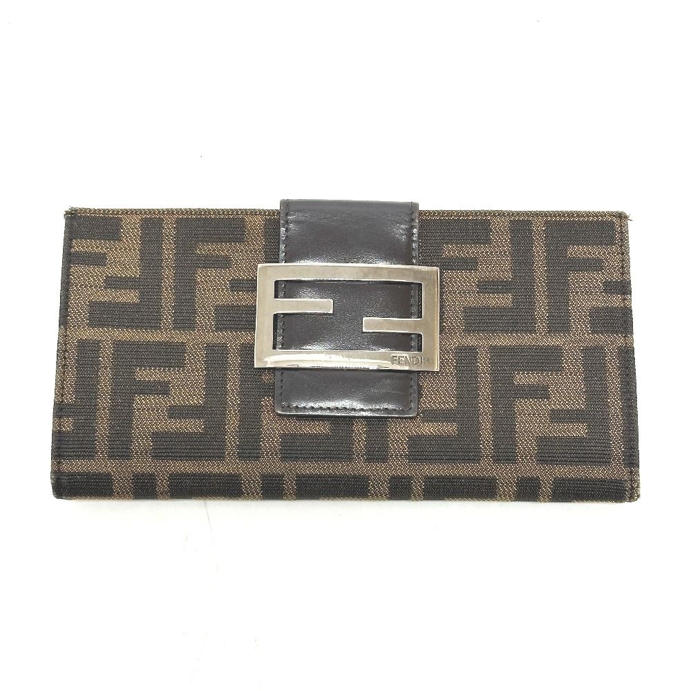 Fendi Wallet Zucca Canvas Leather Brown