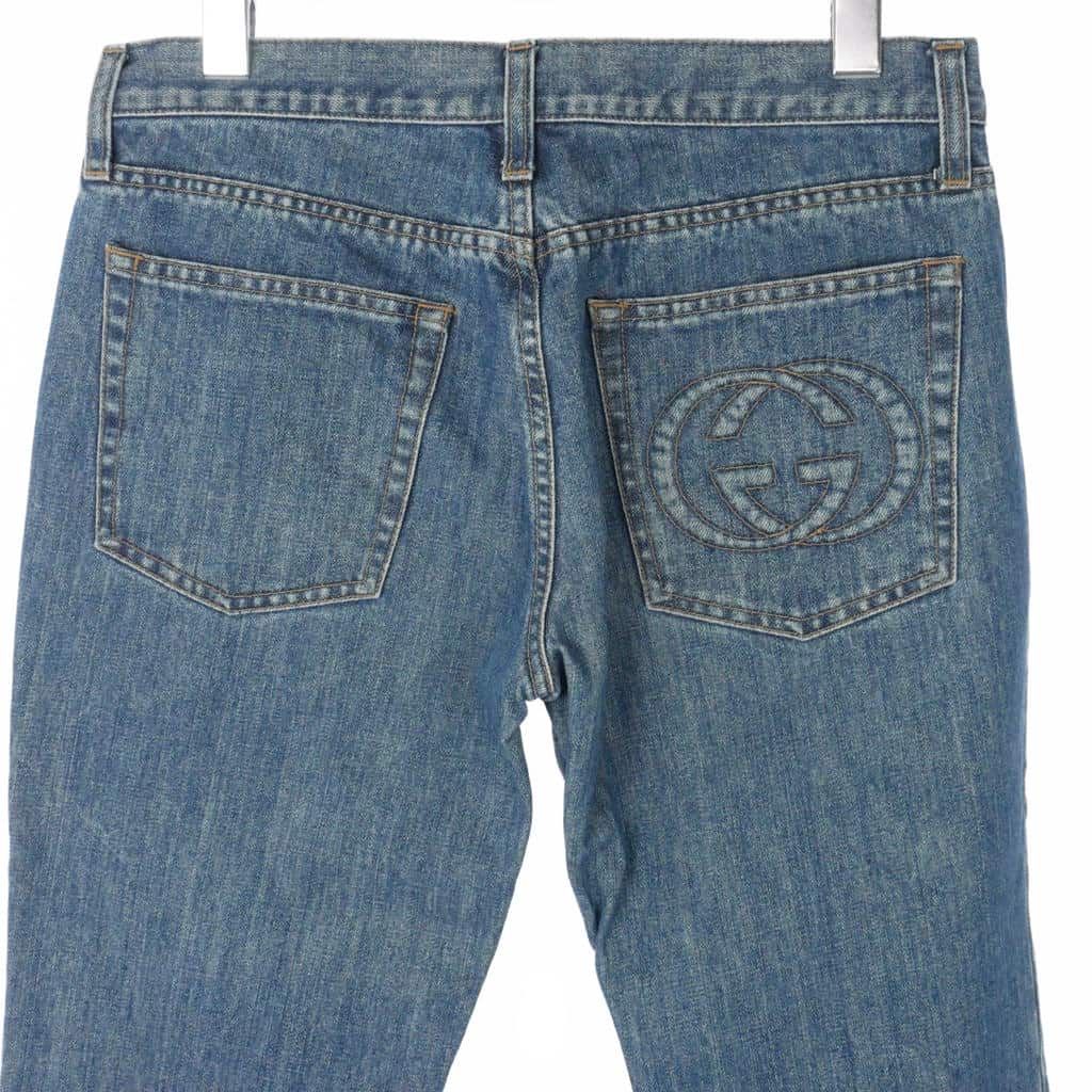 Gucci Interlocking Denim Pants Jeans Regular Rise 40 Blue — view 5
