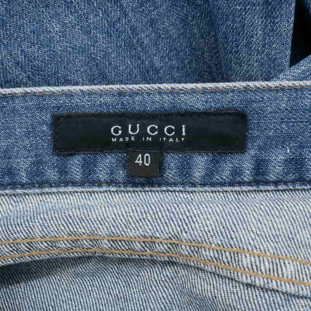 Gucci Interlocking Denim Pants Jeans Regular Rise 40 Blue — view 7