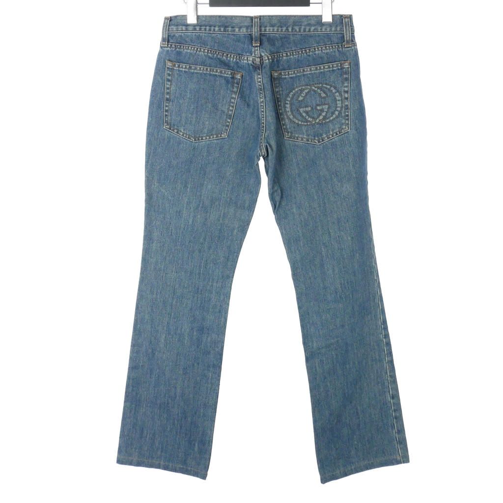 Gucci Interlocking Denim Pants Jeans Regular Rise 40 Blue — view 4