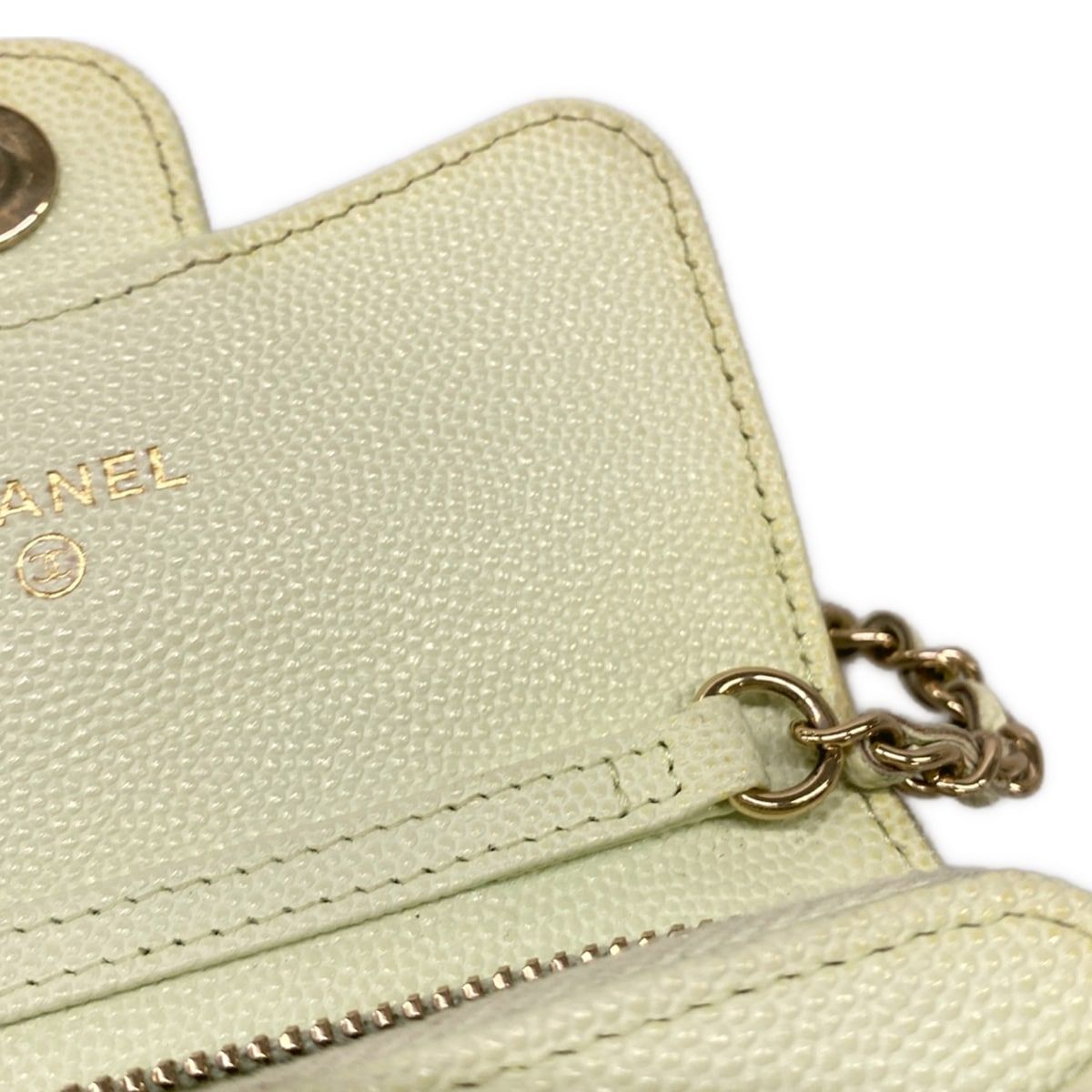 Chanel Wallet Classic Chain Clutch Quilted Light Green Gold — view 7