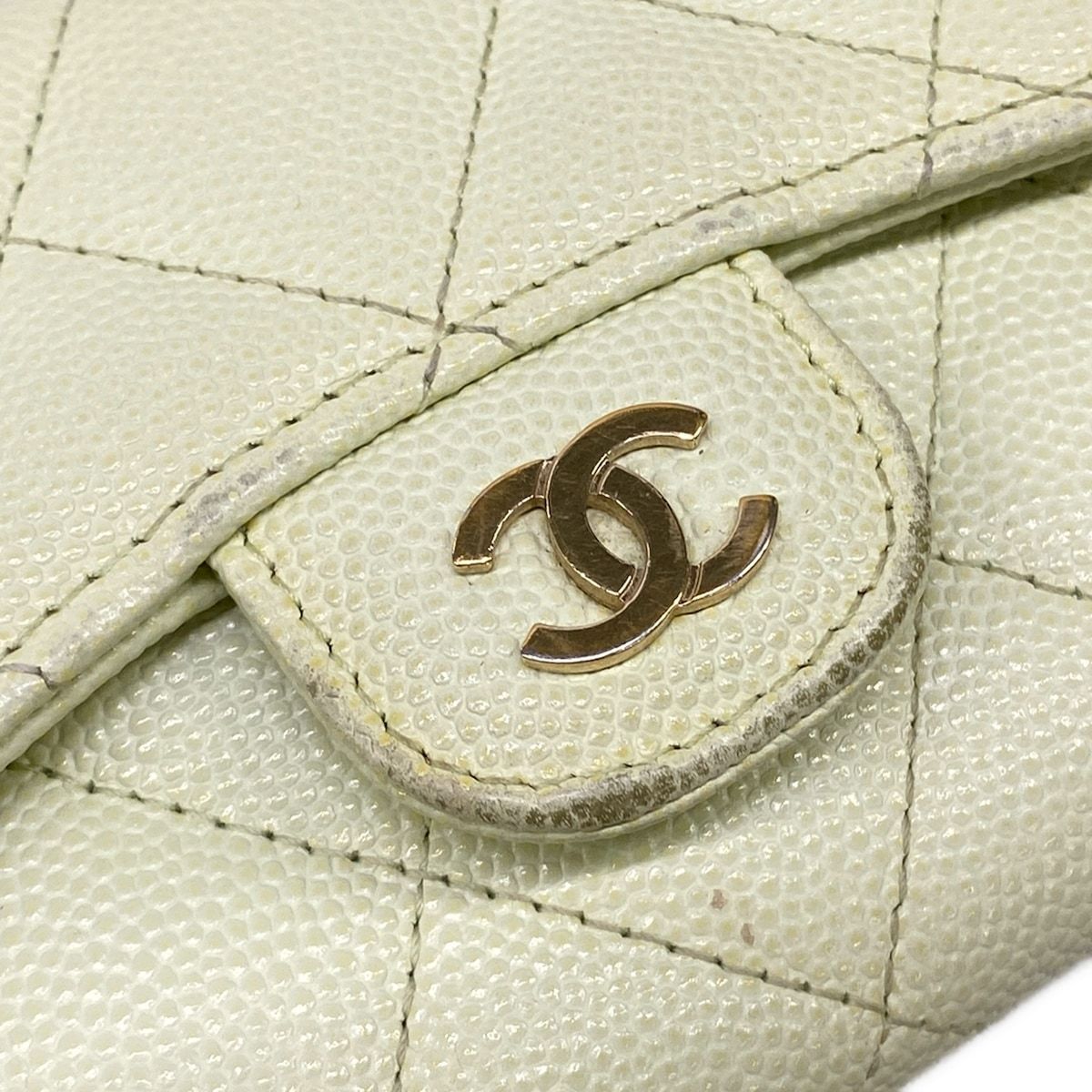Chanel Wallet Classic Chain Clutch Quilted Light Green Gold — view 9