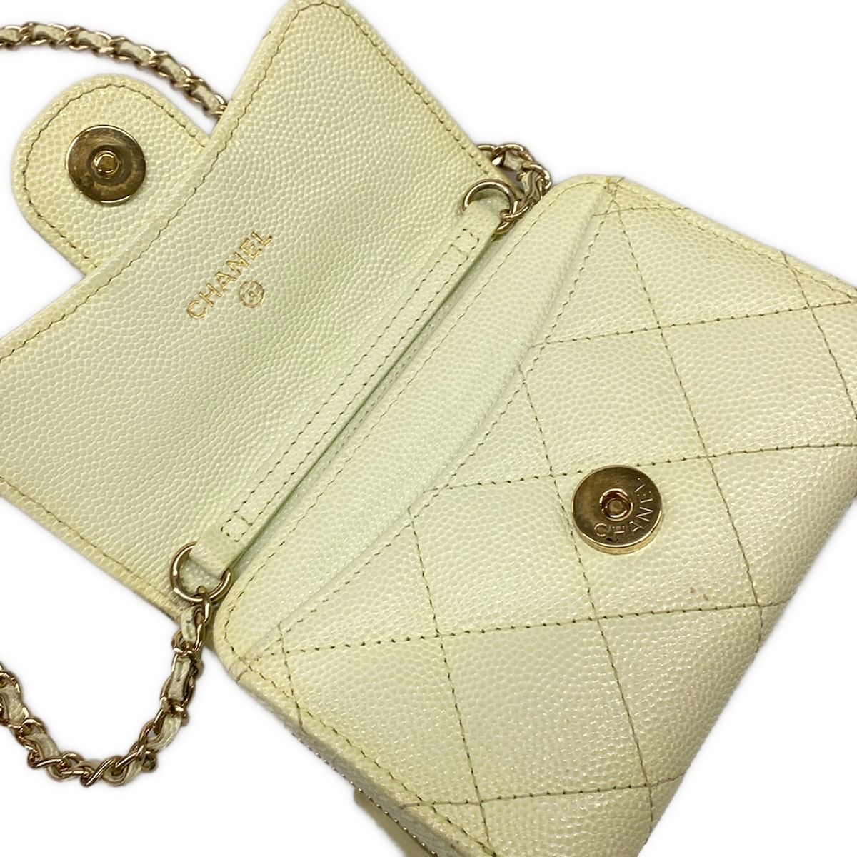 Chanel Wallet Classic Chain Clutch Quilted Light Green Gold — view 3