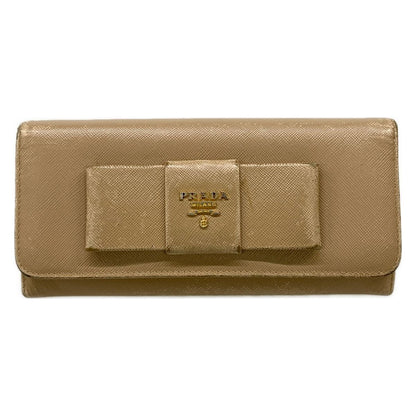 Prada Wallet Pink Beige Ribbon Leather