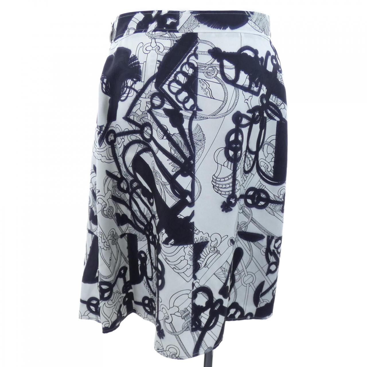 Hermes Cliquetis Tattoo Aquarelle Twill Lane Skirt — view 2