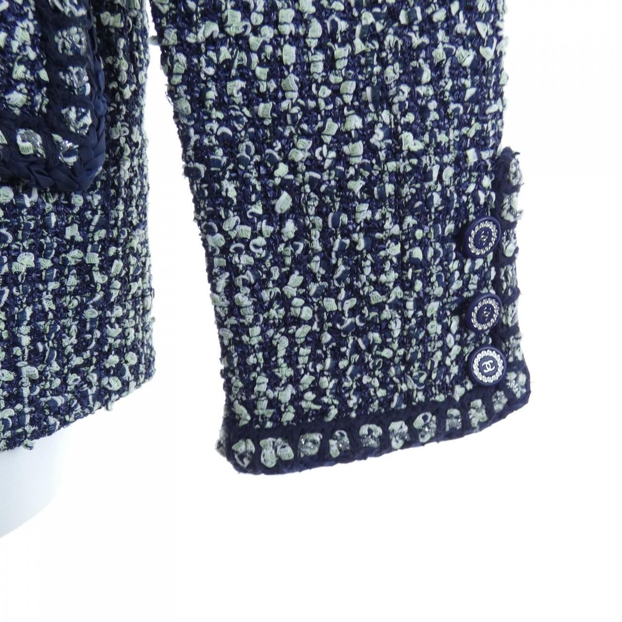 Chanel Collarless Jacket Navy — view 7