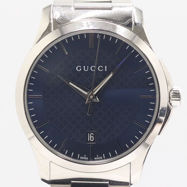 Gucci Timeless 126.4 Quartz Date Navy Dial Watch Nam