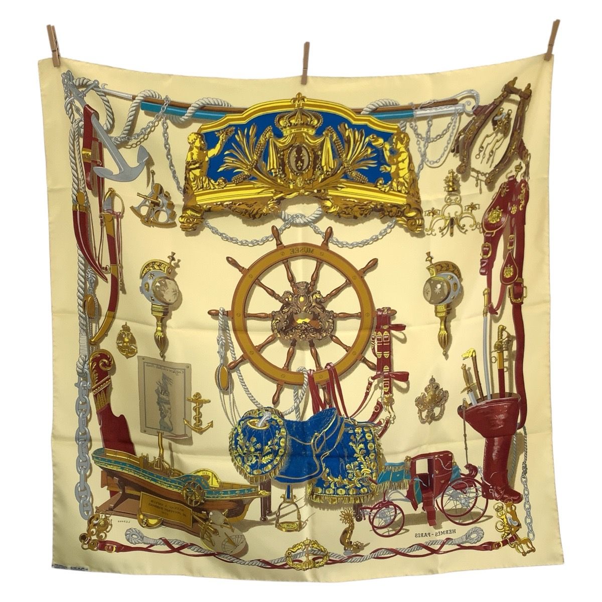 Hermes Musee Carre 90 Beige Multicolor Silk Scarf — view 2