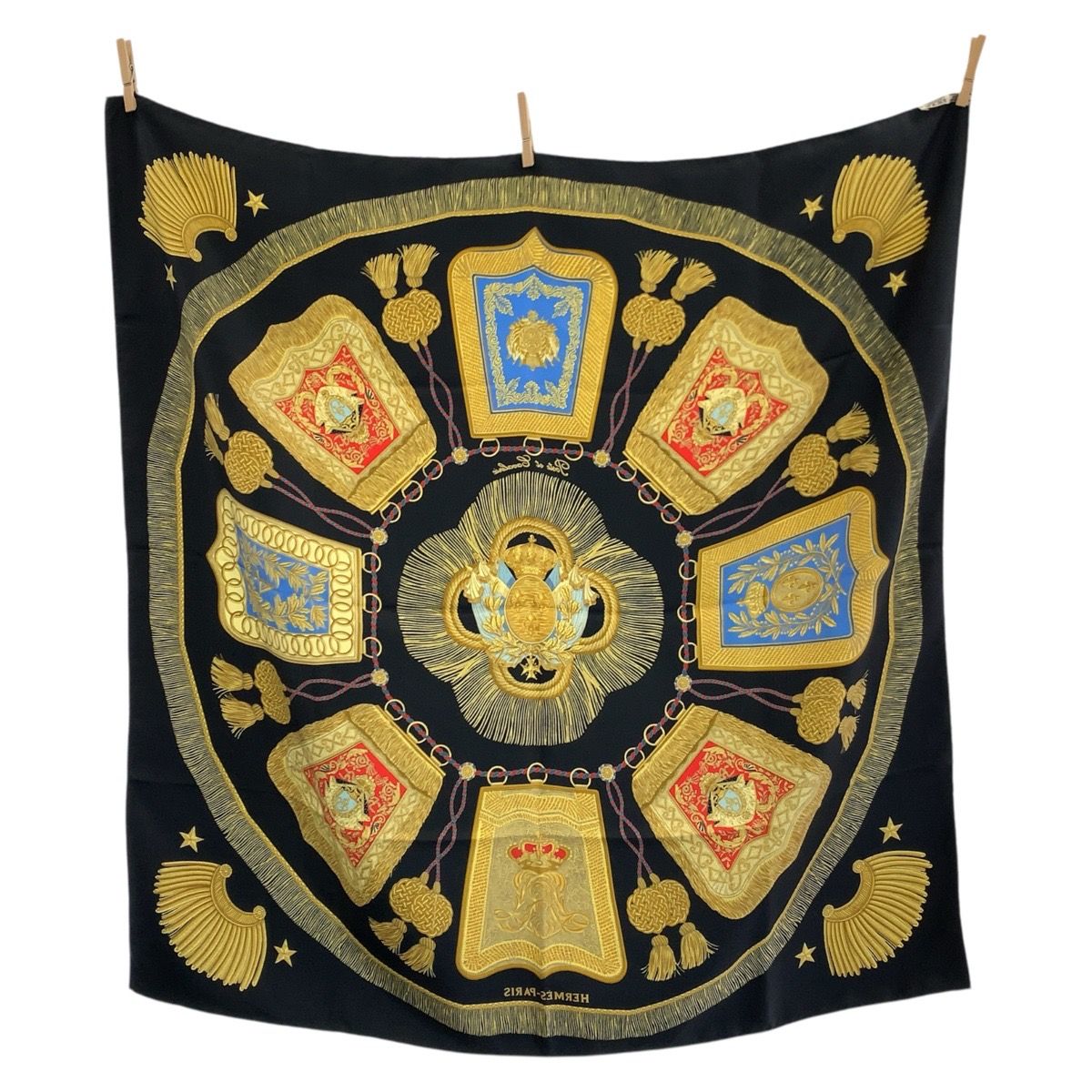 Hermes Poste Et Cavalerie Carre 90 Black Multicolor Silk Scarf — view 2