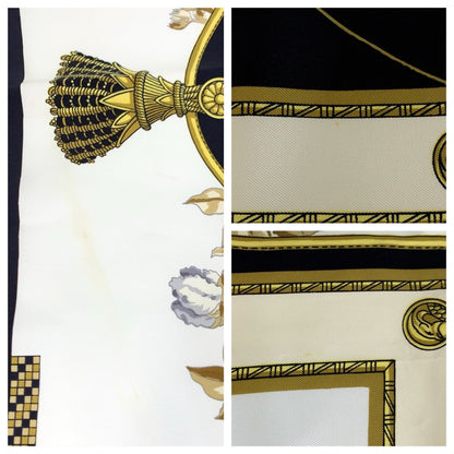 Hermes Harnais Francais Premier Carre 90 White Black Multicolor Silk Scarf — view 5