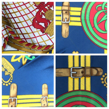 Hermes Grande Tenue Carre 90 Navy Yellow Multicolor Silk Scarf — view 6
