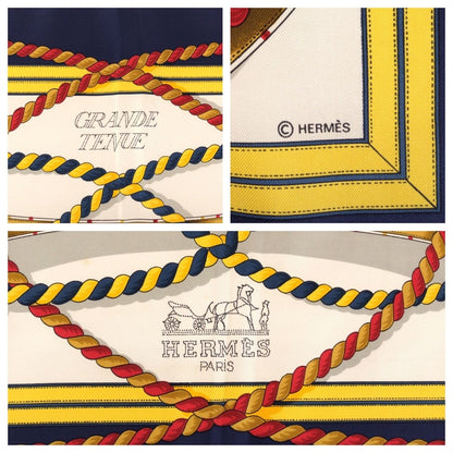 Hermes Grande Tenue Carre 90 Navy Yellow Multicolor Silk Scarf — view 3