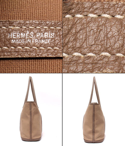 Hermes Tote Shoulder Bag Silver Toile Officier Garden Zip MM — view 4