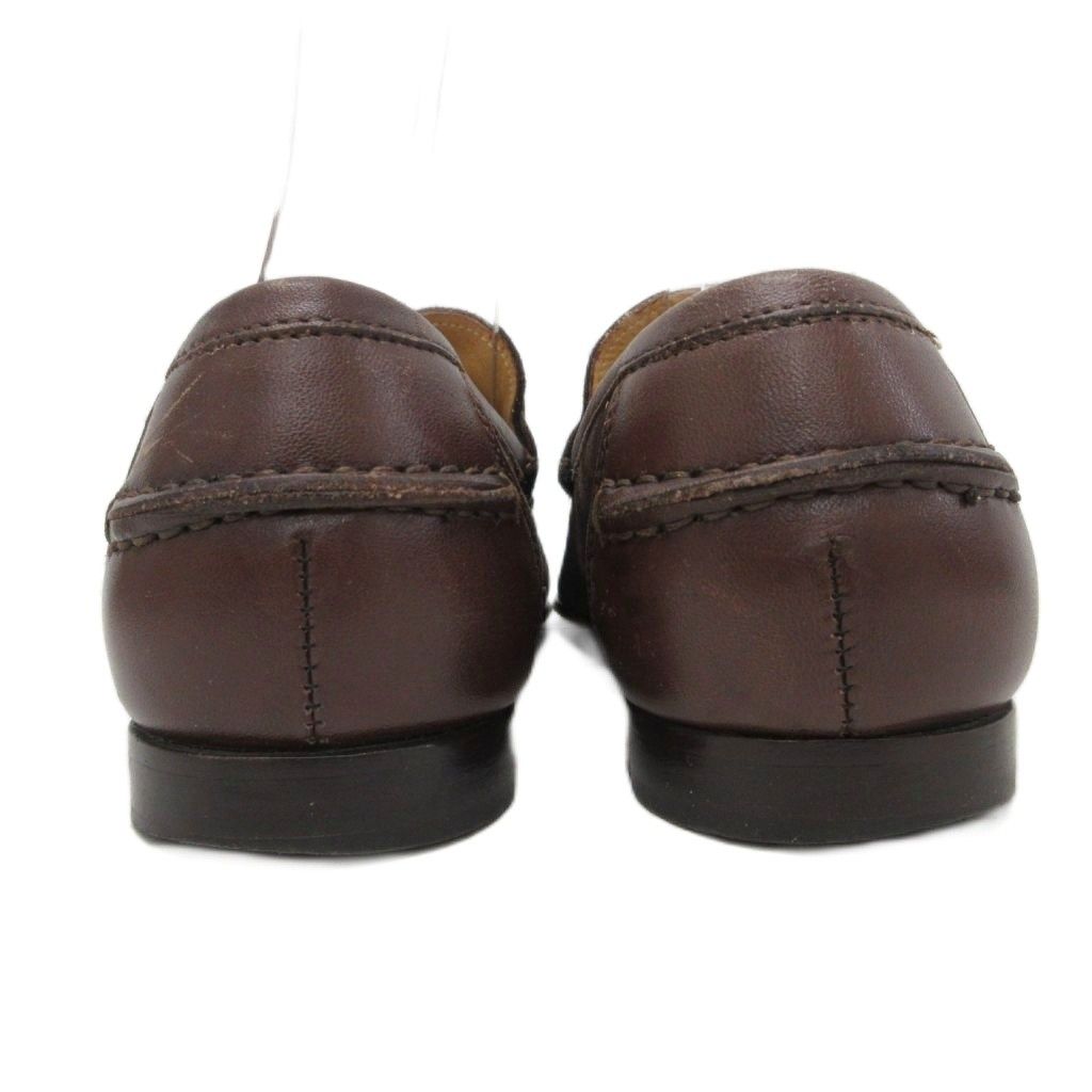 Dolce & Gabbana Suede Loafers Logo Plate Slip on Leather Gold 5 Brown — view 3
