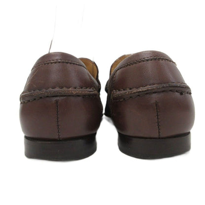 Dolce & Gabbana Suede Loafers Logo Plate Slip on Leather Gold 5 Brown — view 3