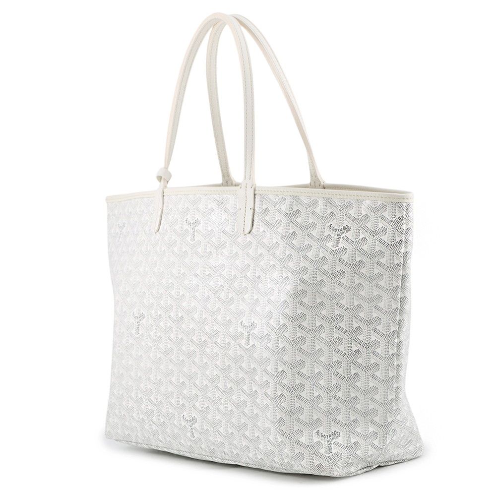 Goyard Tote Saint Louis PM Leather White Herringbone with Pouch — view 2