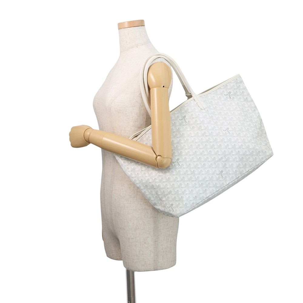 Goyard Tote Saint Louis PM Leather White Herringbone with Pouch — view 4