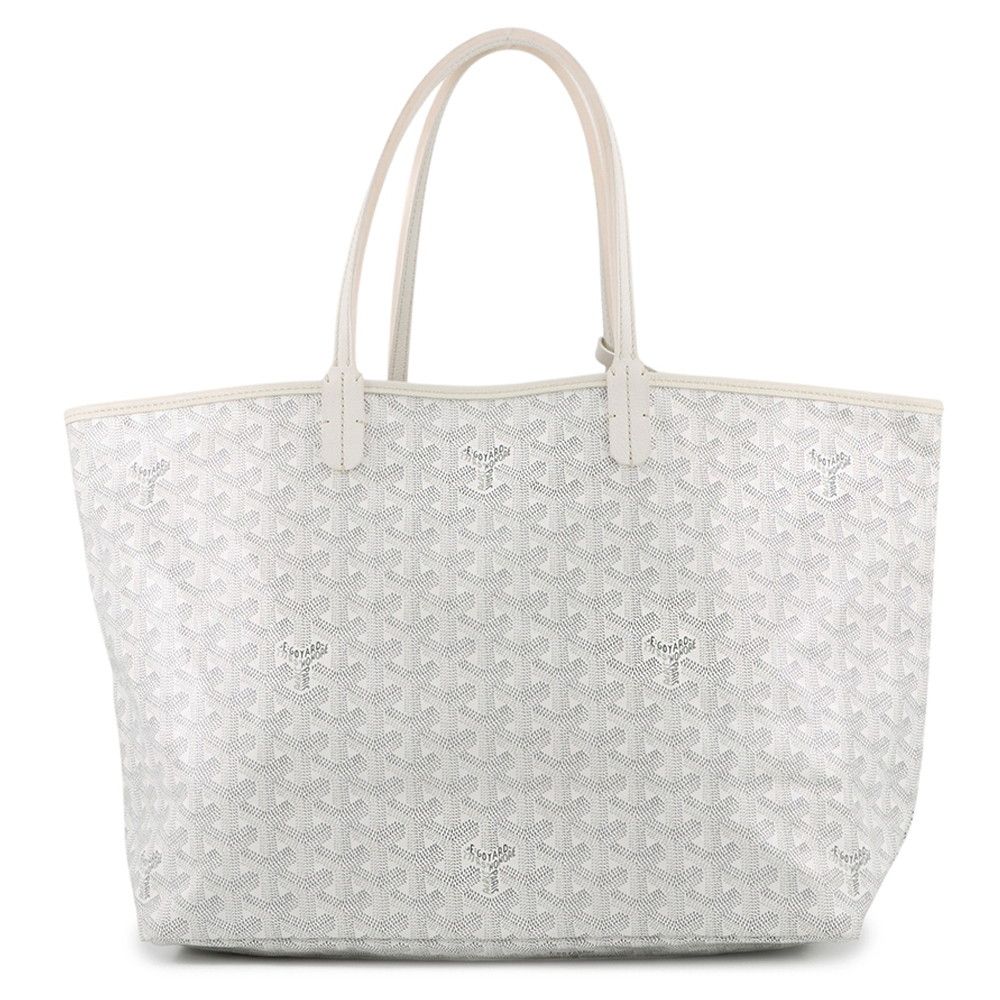 Goyard Tote Saint Louis PM Leather White Herringbone with Pouch