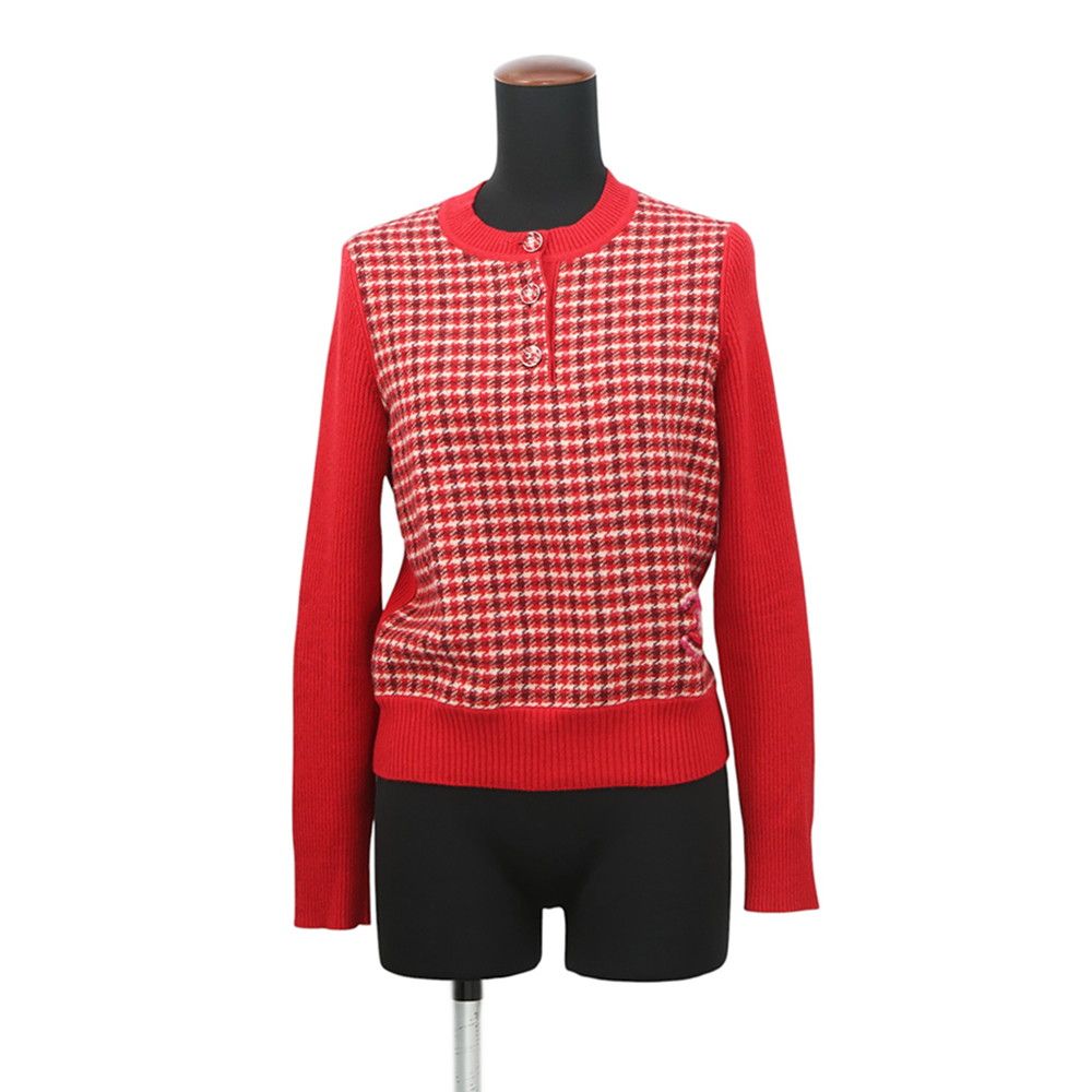 Chanel Knit CC Logo Check 34 Top Sweater