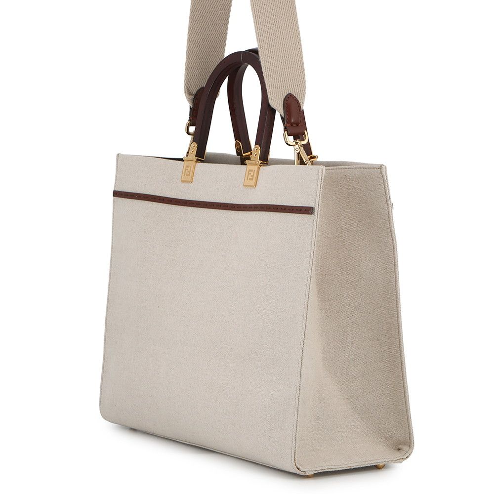 Fendi Tote Sunshine Canvas Leather 2-Way Shoulder Bag — view 2