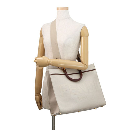 Fendi Tote Sunshine Canvas Leather 2-Way Shoulder Bag — view 5
