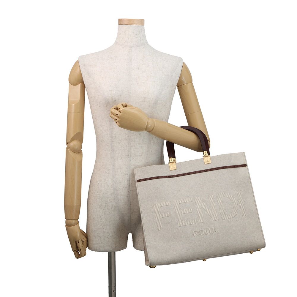 Fendi Tote Sunshine Canvas Leather 2-Way Shoulder Bag — view 4