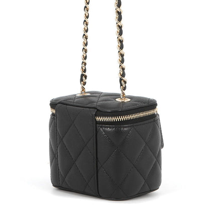 Chanel Chain Shoulder Bag Quilted CC Logo Vanity Caviar Leather Black — view 2