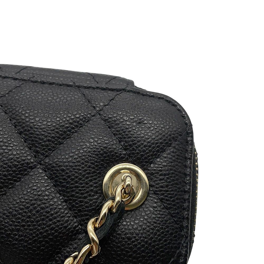 Chanel Chain Shoulder Bag Quilted CC Logo Vanity Caviar Leather Black — view 8