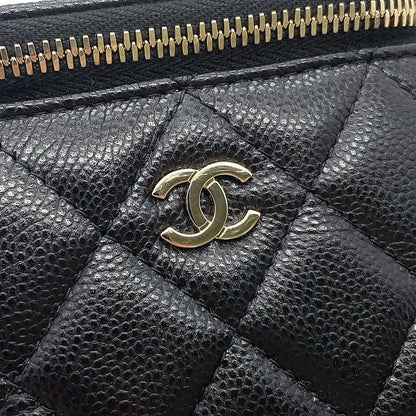 Chanel Chain Shoulder Bag Quilted CC Logo Vanity Caviar Leather Black — view 6