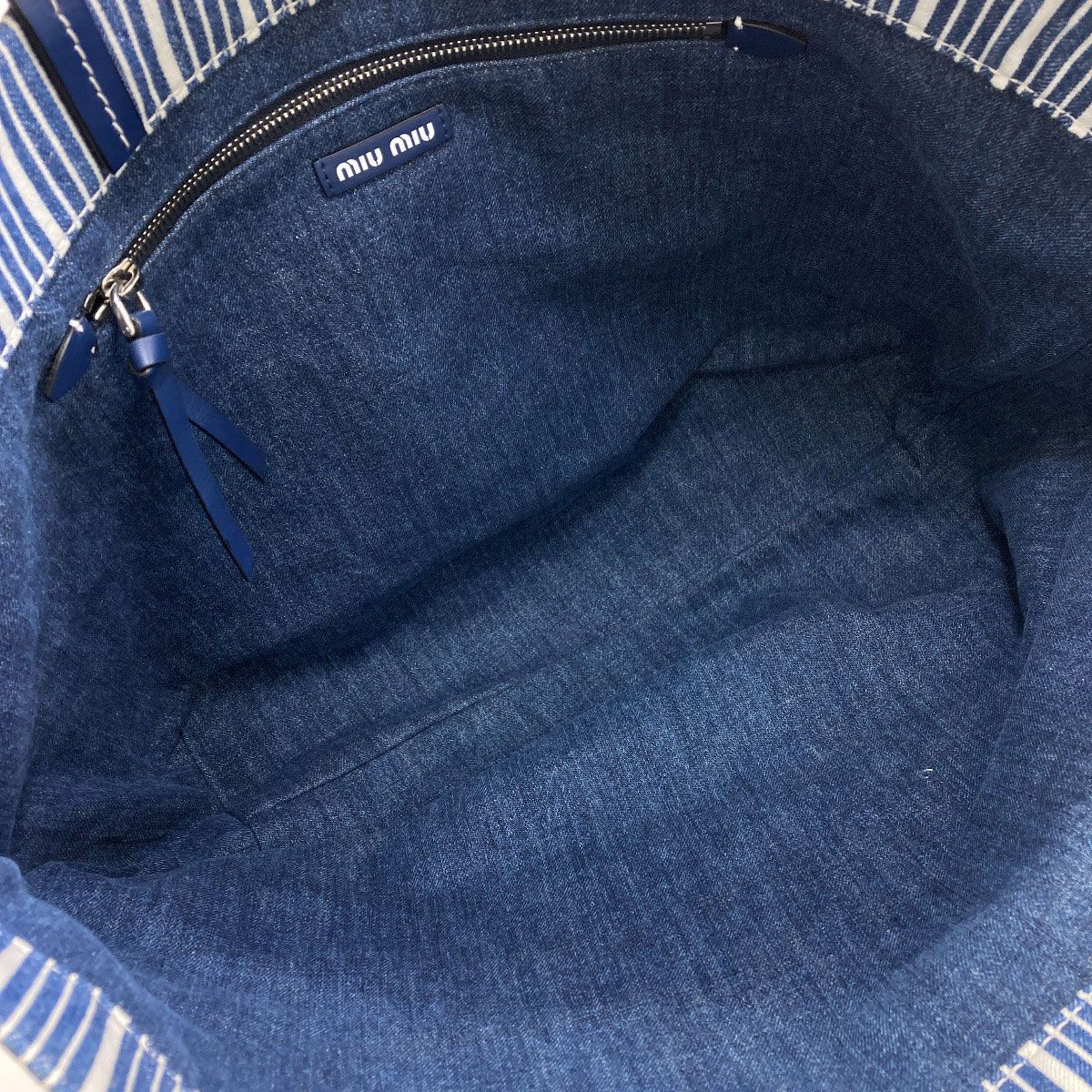 Miu Miu Striped Tote Denim — view 5