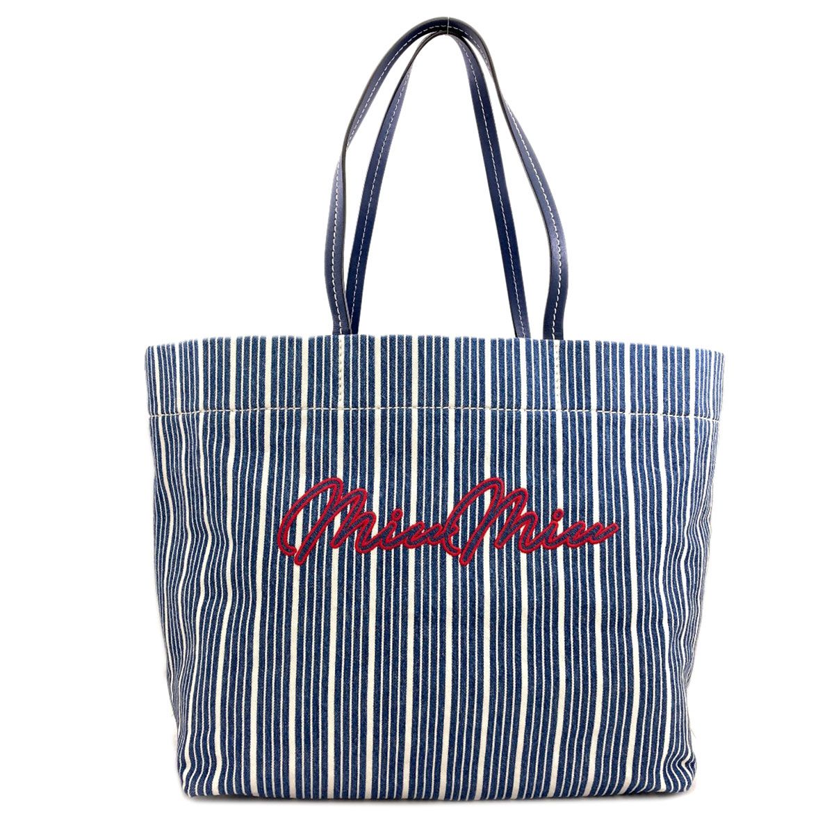 Miu Miu Striped Tote Denim