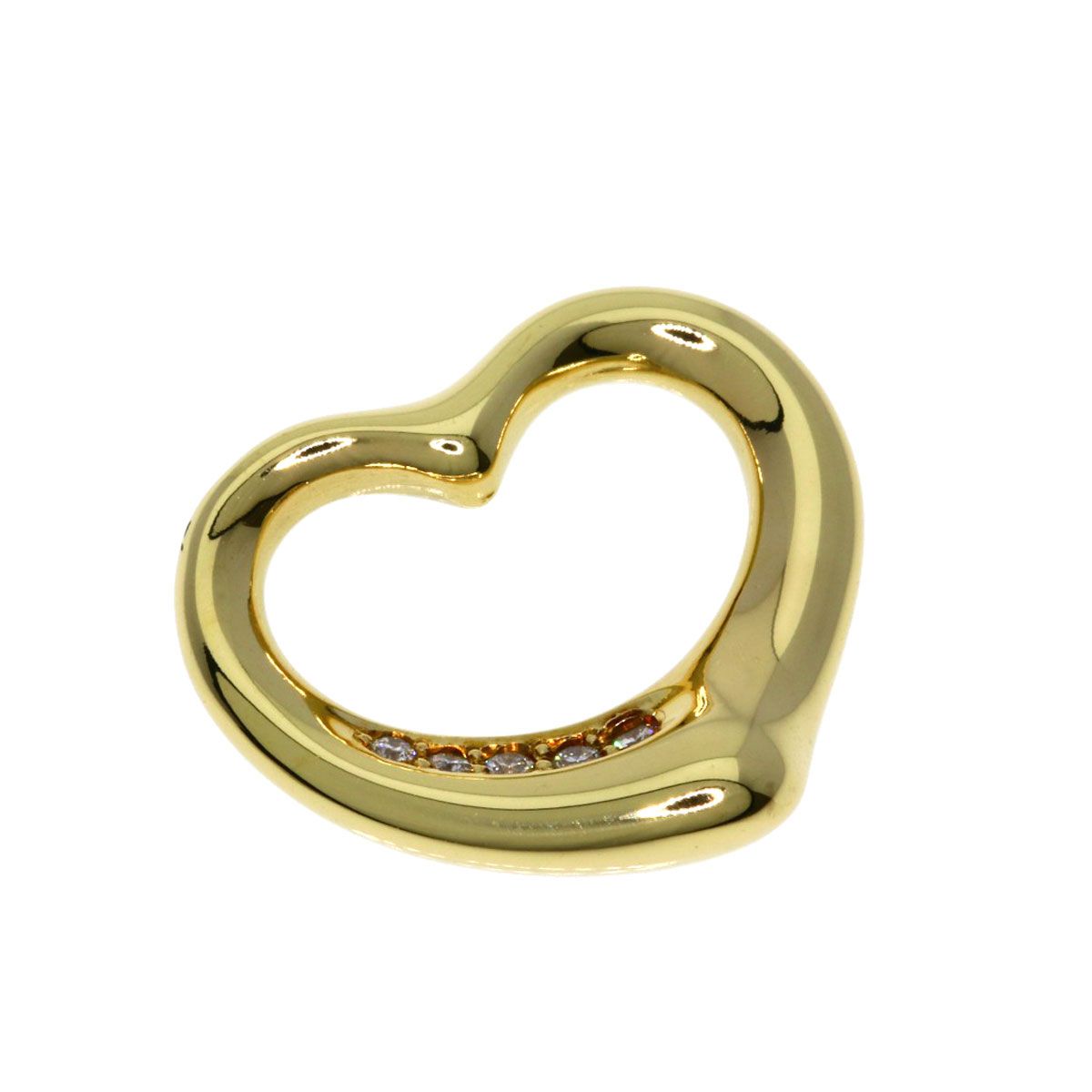 Tiffany & Co Open Heart Diamond Pendant Top 18k Yellow Gold