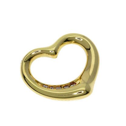 Tiffany & Co Open Heart Diamond Pendant Top 18k Yellow Gold