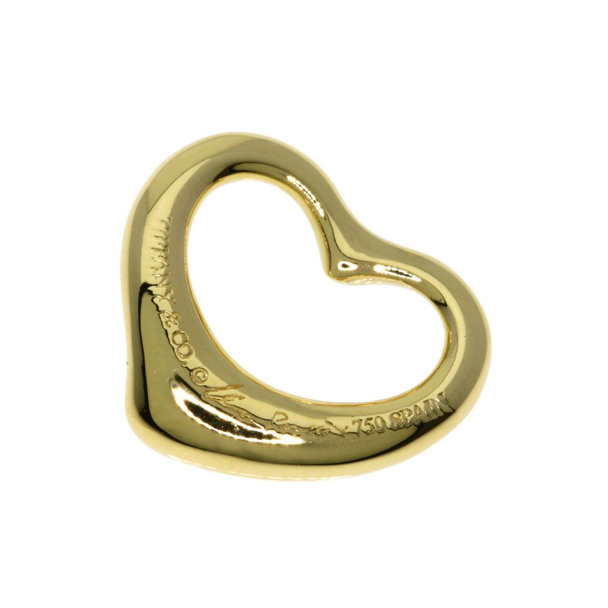 Tiffany & Co Open Heart Diamond Pendant Top 18k Yellow Gold — view 2