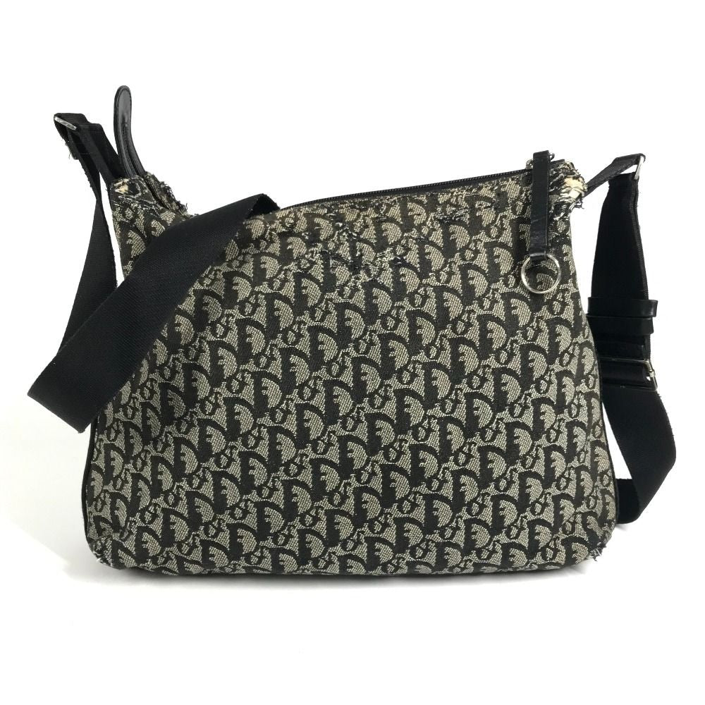 Dior Shoulder Bag Trotter Logo Leather Canvas Black