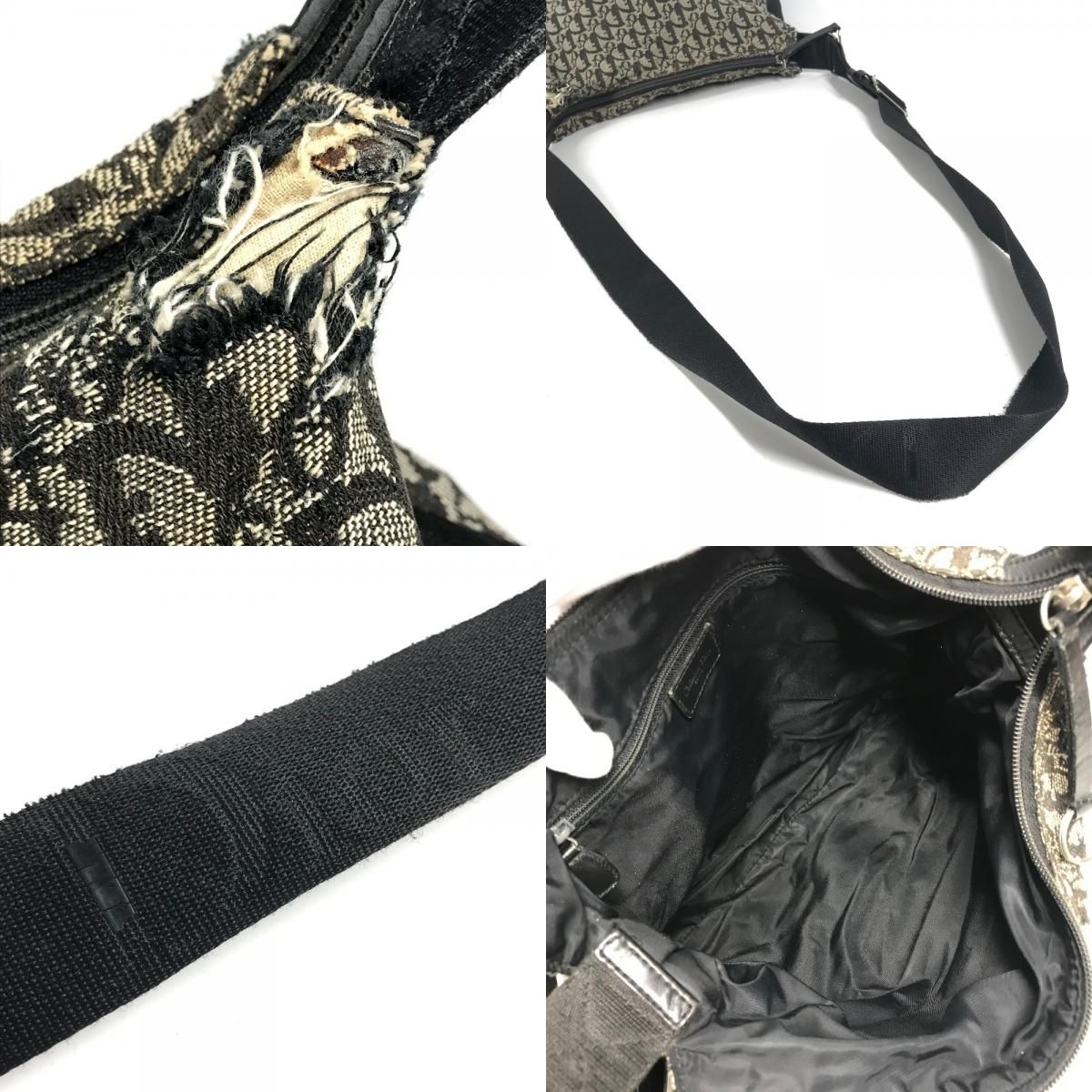 Dior Shoulder Bag Trotter Logo Leather Canvas Black — view 8